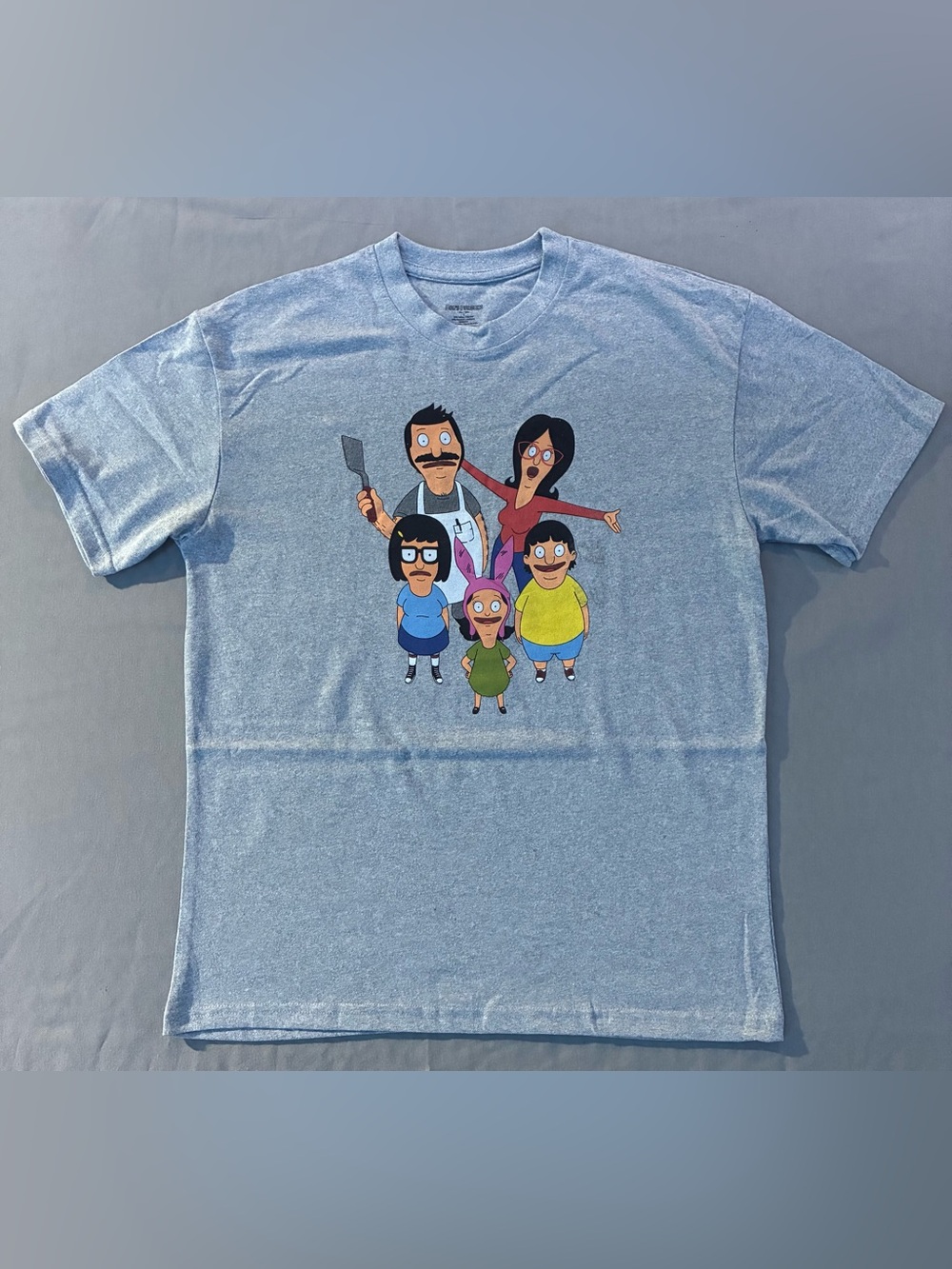 & Other Stories Light Blue Kids Tee with Colorful Cartoon Family Graphic